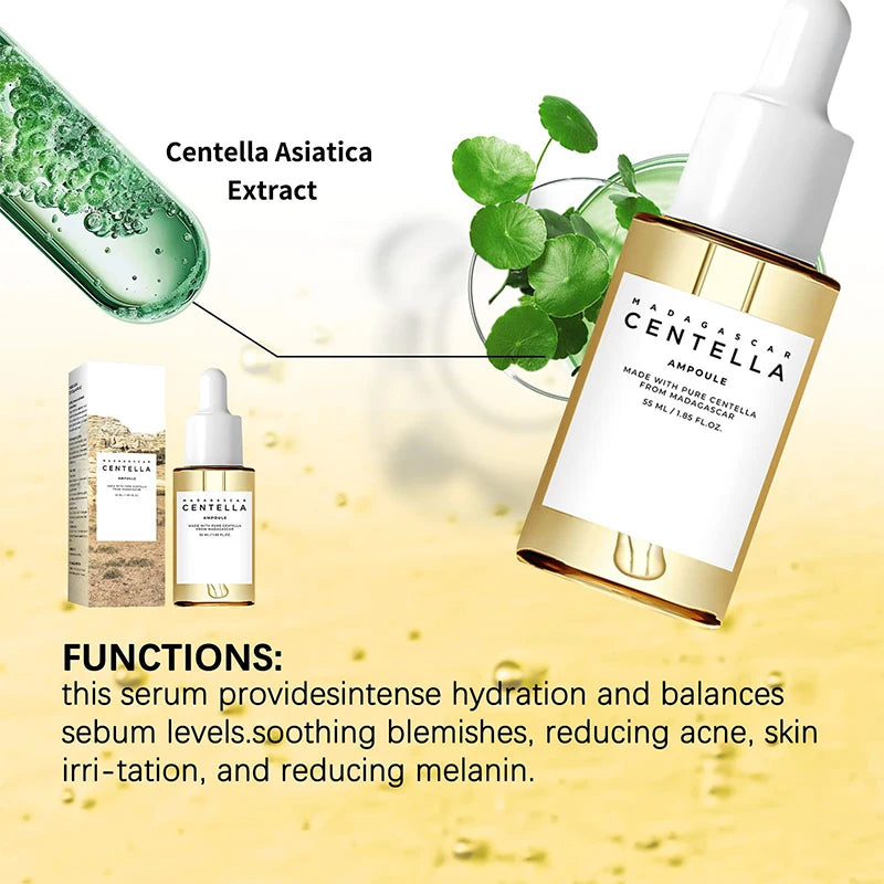 Madagascar Centella Asiatica Ampoule Facial Serum,Facial Moisturizing,Brightening,Tightening and Repair,Reduce Fine Lines/Pores
