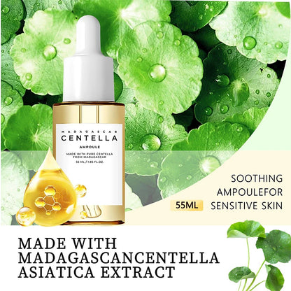 Madagascar Centella Asiatica Ampoule Facial Serum,Facial Moisturizing,Brightening,Tightening and Repair,Reduce Fine Lines/Pores